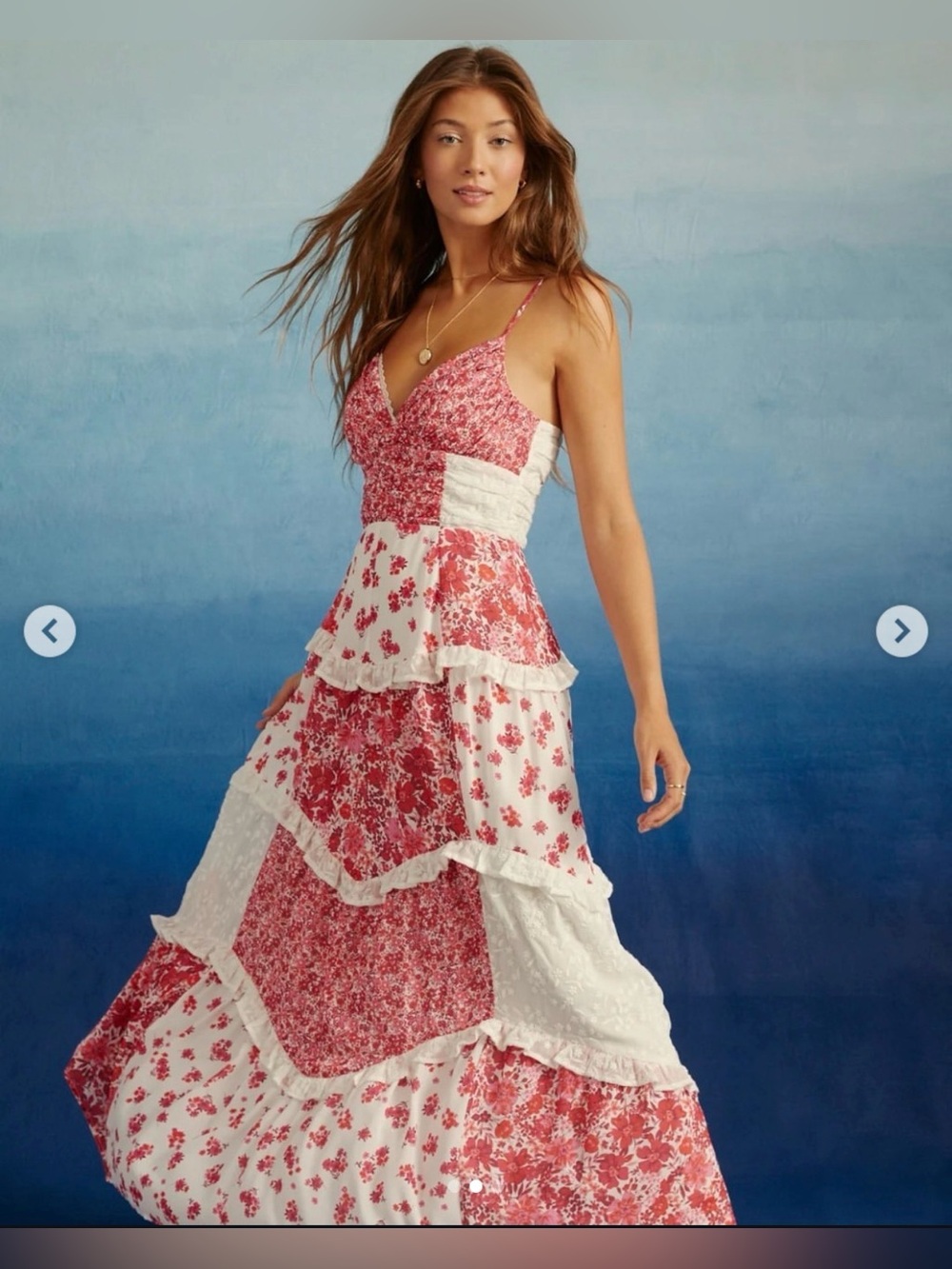 Altar'd State Aderny Patchwork Floral Maxi Dress - Size Large